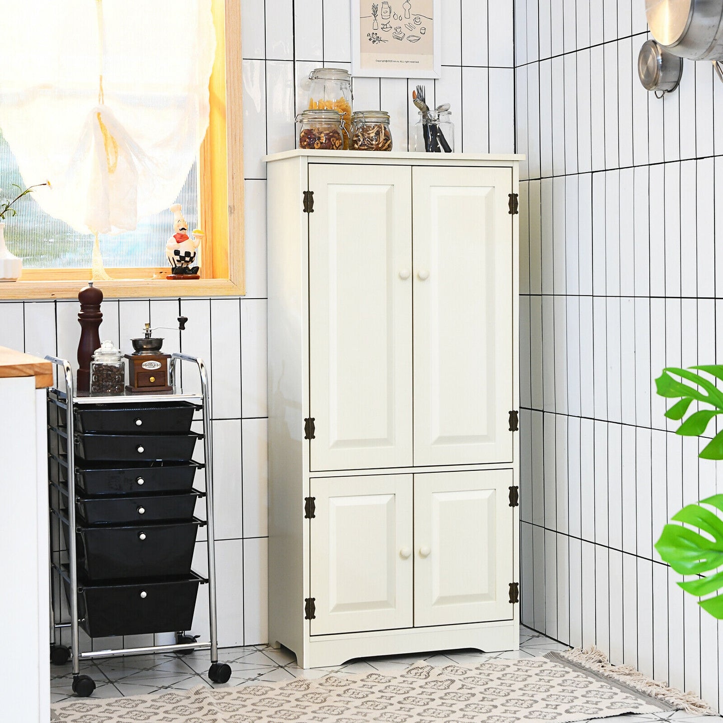 Accent Floor Storage Cabinet with Adjustable Shelves Antique 2-Door, White Armoires & Wardrobes at Gallery Canada