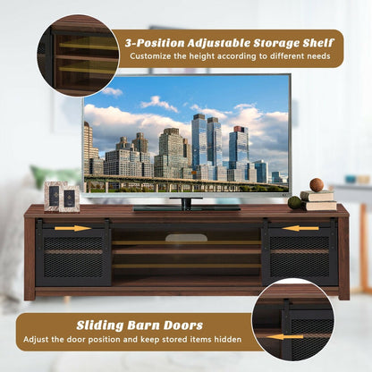 TV Stand Entertainment Center for TV's up to 65 Inch with Cable Management and Adjustable Shelf, Brown - Gallery Canada