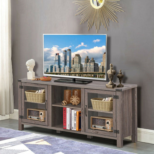 TV Stand Entertainment Center for TV's with Storage Cabinets, Gray