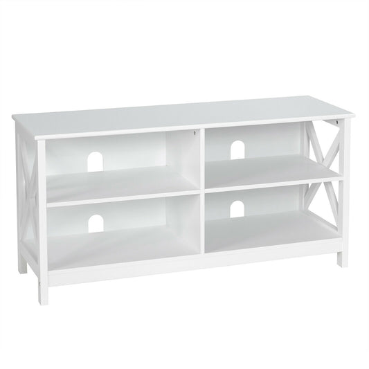 Wooden TV Stand Entertainment Media Center, White - Gallery Canada