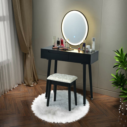Touch Screen Vanity Makeup Table Stool Set, Black - Gallery Canada