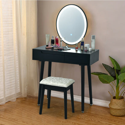 Touch Screen Vanity Makeup Table Stool Set, Black - Gallery Canada