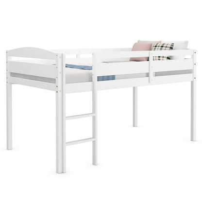 Twin Low Loft Bunk Bed With Guard Rail, Ladder, White Bunk Bed Frame at Gallery Canada