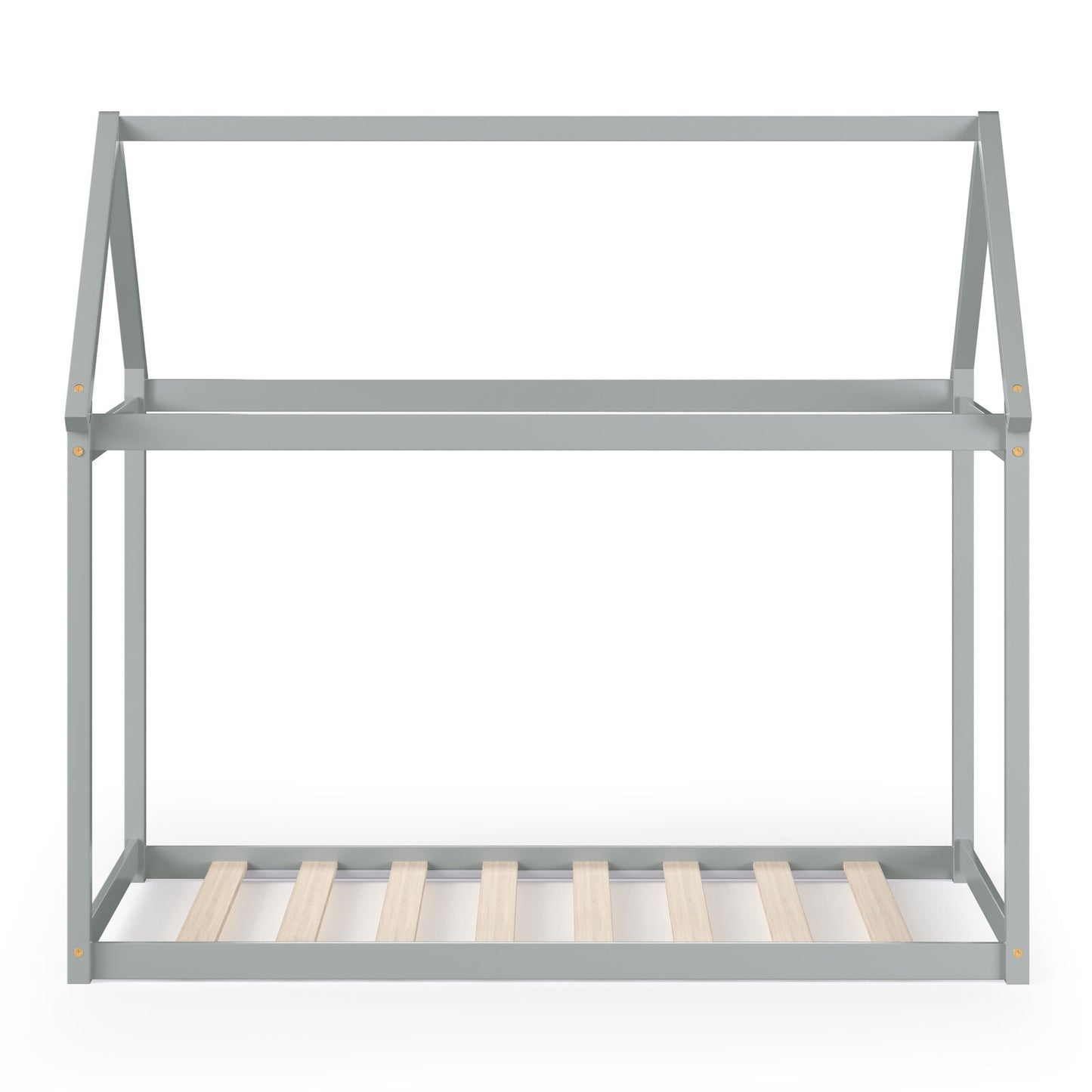 Stable Kids Platform Floor Bed with Roof and Heavy-Duty Slats, Gray Simple Bed Frame at Gallery Canada