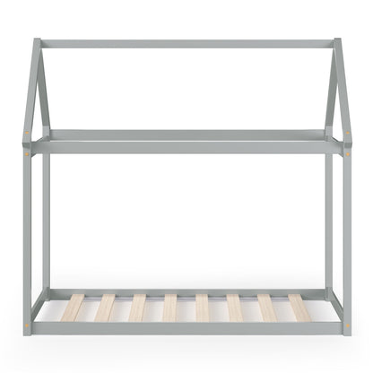 Stable Kids Platform Floor Bed with Roof and Heavy-Duty Slats, Gray Simple Bed Frame at Gallery Canada
