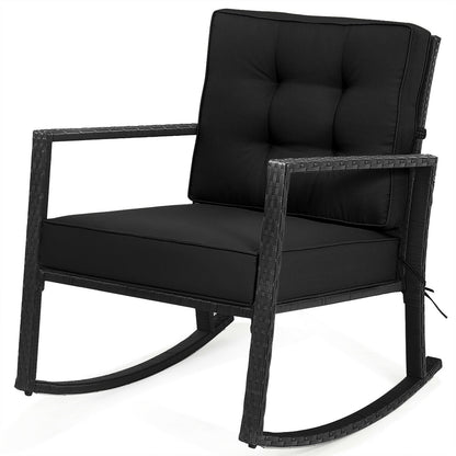 Patio Rattan Rocker Outdoor Glider Rocking Chair Cushion Lawn, Black Patio Rocking Chairs & Gliders at Gallery Canada