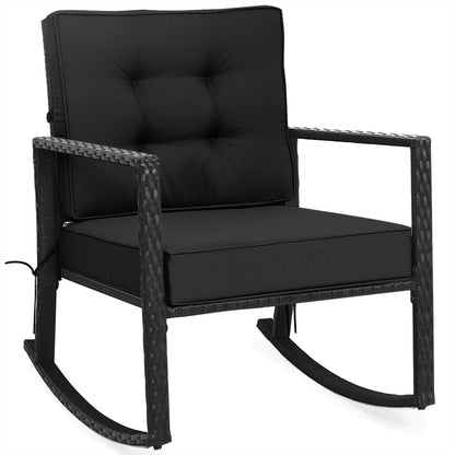 Patio Rattan Rocker Outdoor Glider Rocking Chair Cushion Lawn, Black Patio Rocking Chairs & Gliders at Gallery Canada