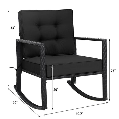 Patio Rattan Rocker Outdoor Glider Rocking Chair Cushion Lawn, Black Patio Rocking Chairs & Gliders at Gallery Canada