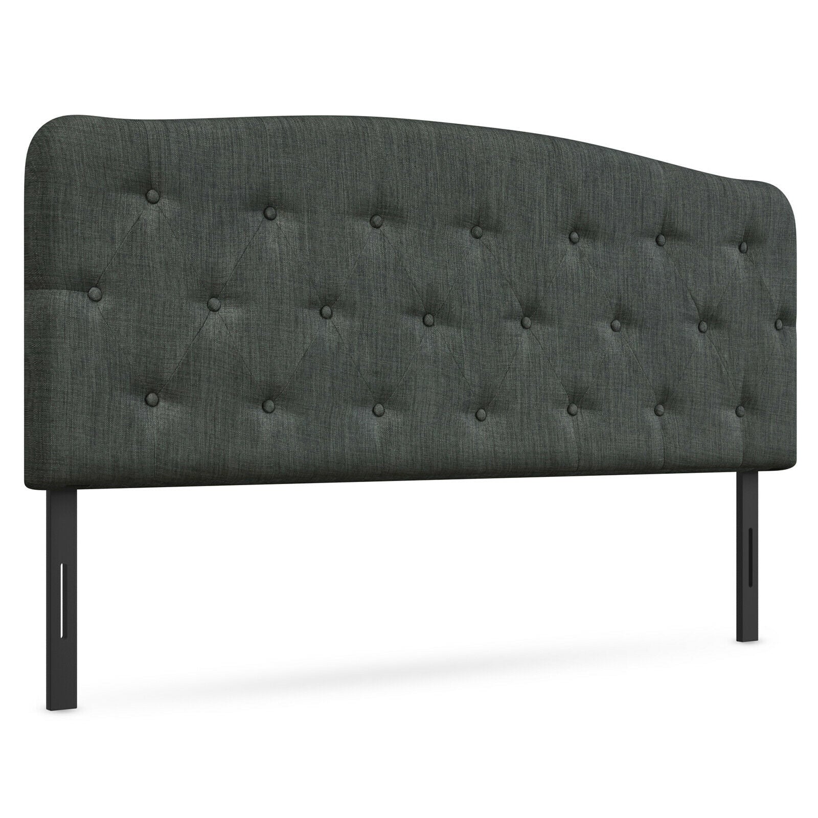 Faux Linen Headboard with Adjustable Heights, Dark Gray Headboards Dark Gray at Gallery Canada