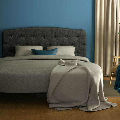 Faux Linen Headboard with Adjustable Heights, Dark Gray Headboards at Gallery Canada