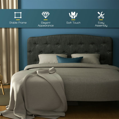 Faux Linen Headboard with Adjustable Heights, Dark Gray Headboards at Gallery Canada