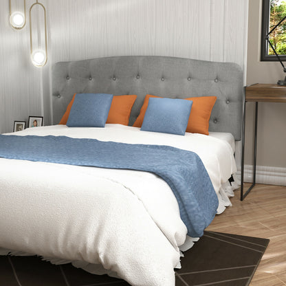 Faux Linen Headboard with Adjustable Heights, Light Gray Headboards at Gallery Canada