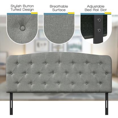 Faux Linen Headboard with Adjustable Heights, Light Gray Headboards at Gallery Canada