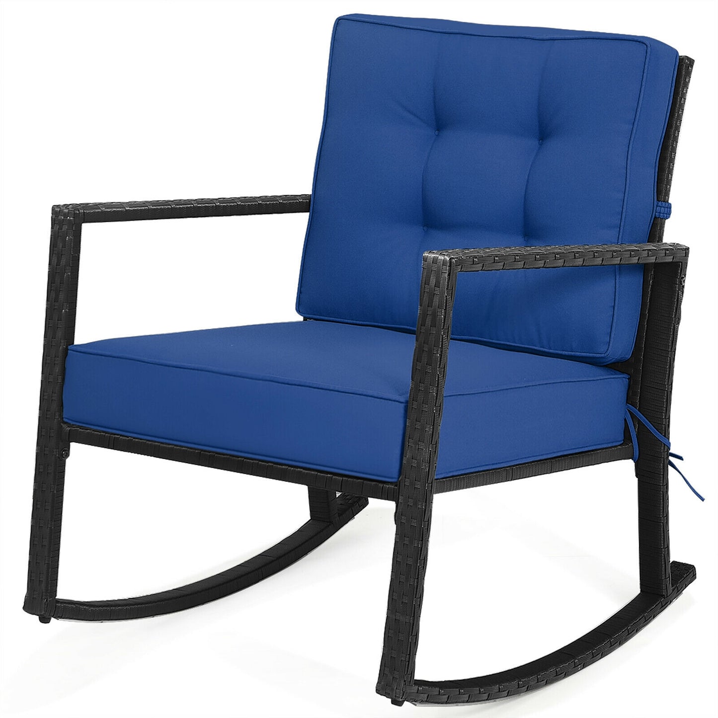 Patio Rattan Rocker Outdoor Glider Rocking Chair Cushion Lawn, Navy Patio Rocking Chairs & Gliders at Gallery Canada