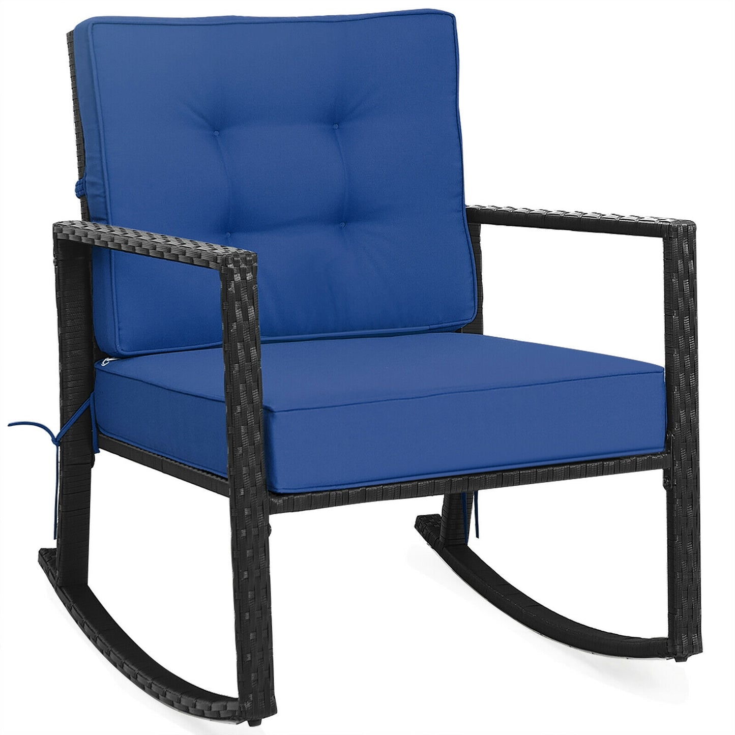 Patio Rattan Rocker Outdoor Glider Rocking Chair Cushion Lawn, Navy Patio Rocking Chairs & Gliders at Gallery Canada