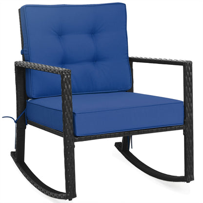 Patio Rattan Rocker Outdoor Glider Rocking Chair Cushion Lawn, Navy Patio Rocking Chairs & Gliders at Gallery Canada