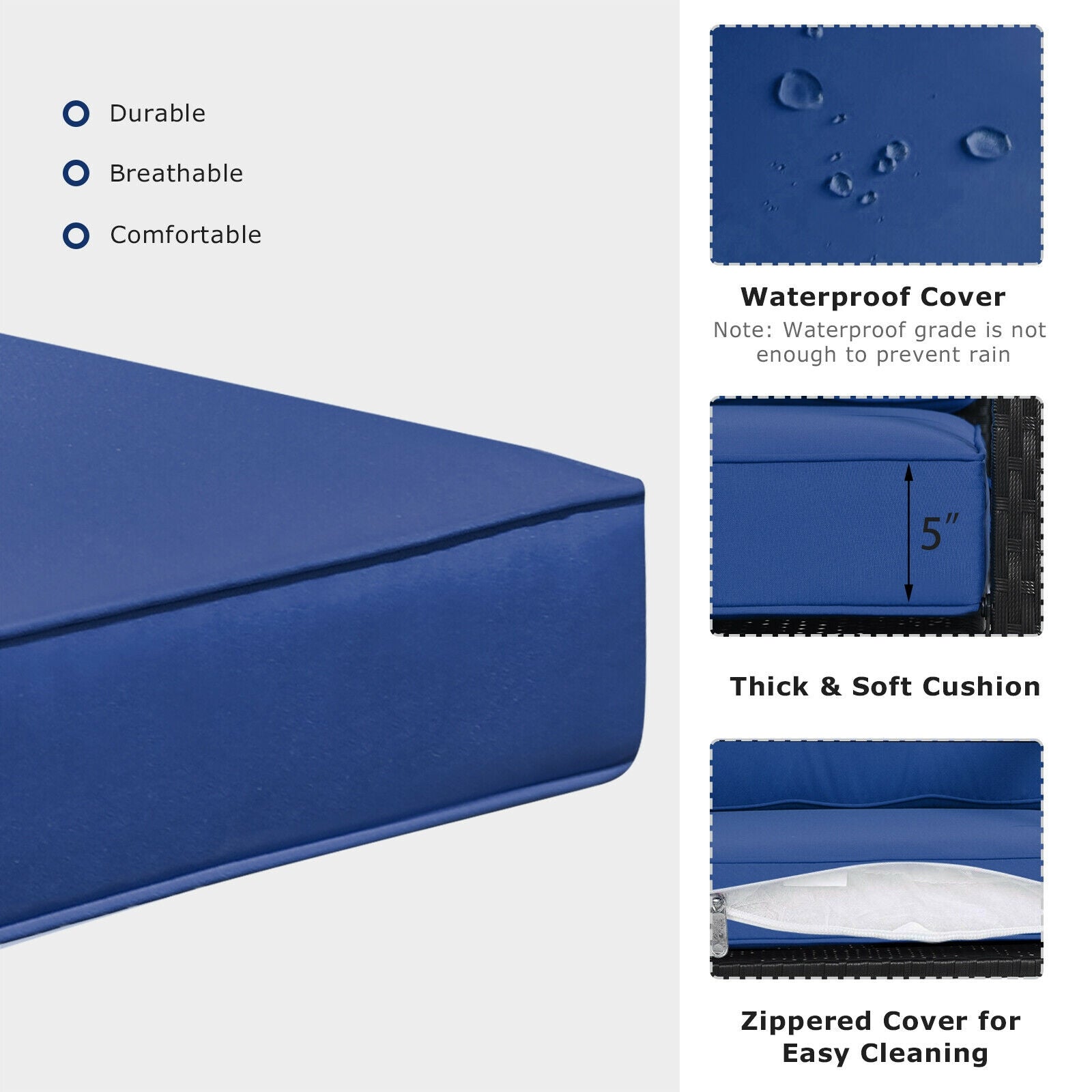 Patio Rattan Rocker Outdoor Glider Rocking Chair Cushion Lawn, Navy Patio Rocking Chairs & Gliders at Gallery Canada