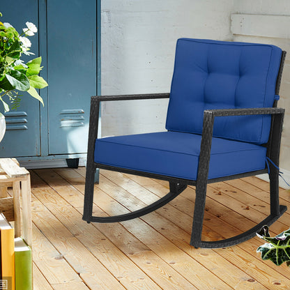 Patio Rattan Rocker Outdoor Glider Rocking Chair Cushion Lawn, Navy Patio Rocking Chairs & Gliders at Gallery Canada