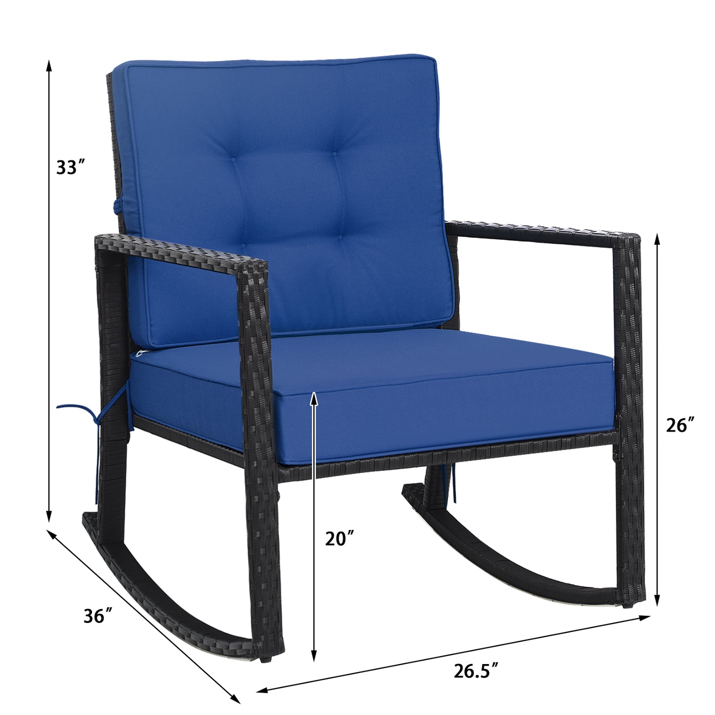 Patio Rattan Rocker Outdoor Glider Rocking Chair Cushion Lawn, Navy Patio Rocking Chairs & Gliders at Gallery Canada
