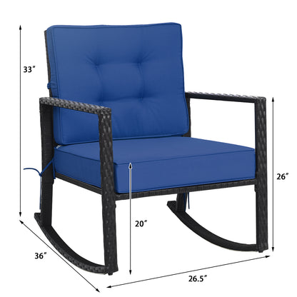 Patio Rattan Rocker Outdoor Glider Rocking Chair Cushion Lawn, Navy Patio Rocking Chairs & Gliders at Gallery Canada