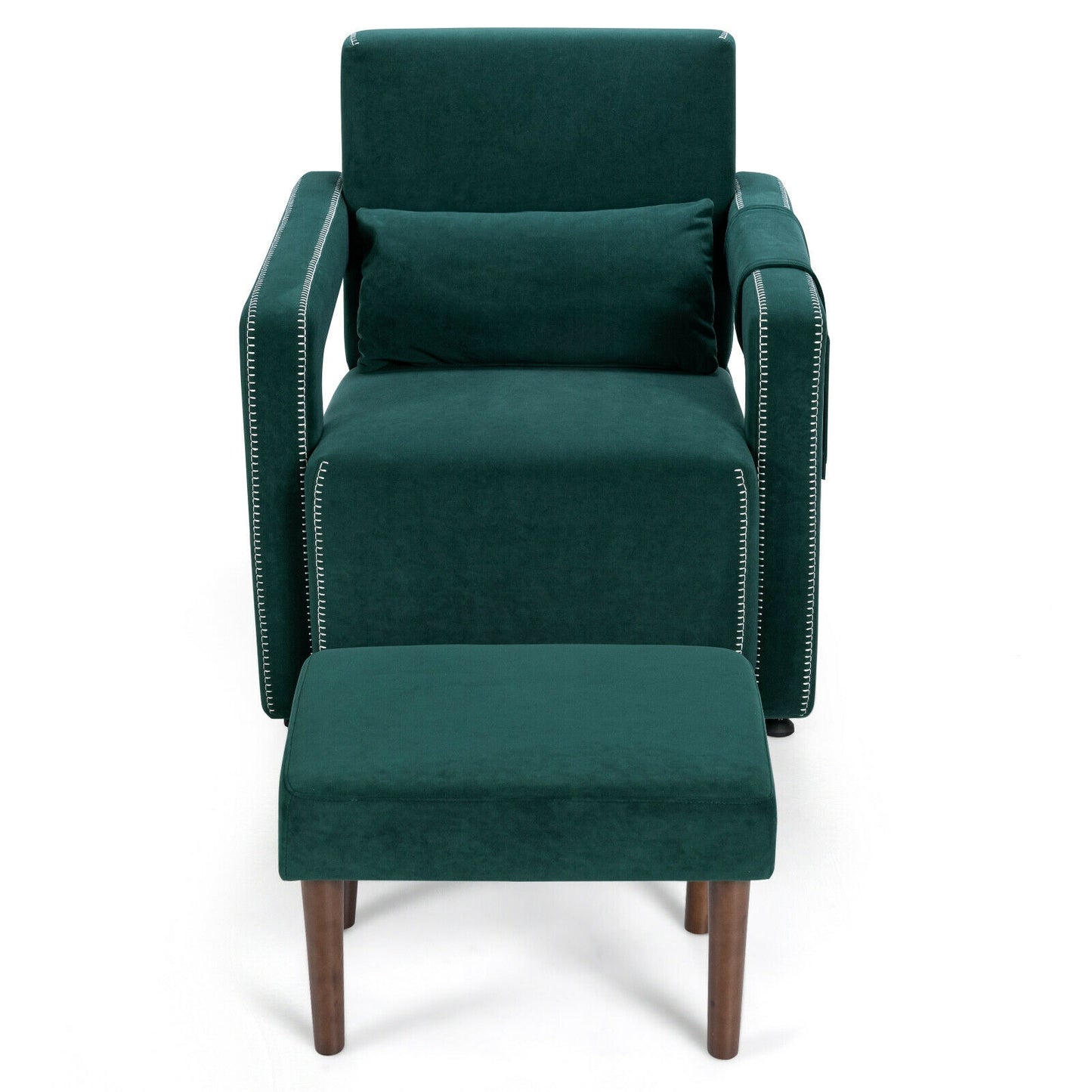Modern Berber Fleece Single Sofa Chair with Ottoman and Waist Pillow, Green Accent Chairs at Gallery Canada