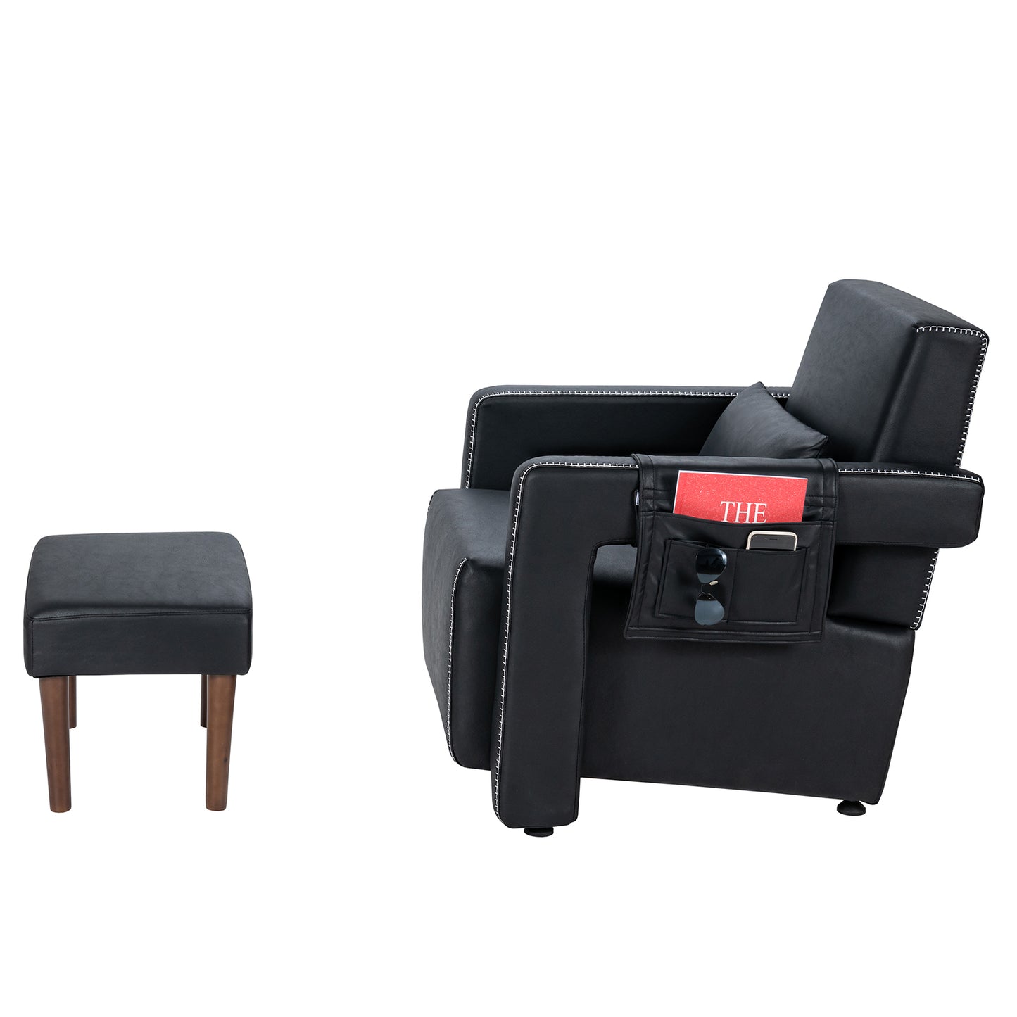 Modern Berber Fleece Sofa Chair With Ottoman, Black Accent Chairs at Gallery Canada