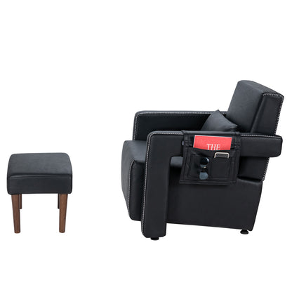 Modern Berber Fleece Sofa Chair With Ottoman, Black Accent Chairs at Gallery Canada
