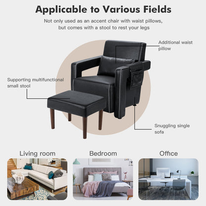 Modern Berber Fleece Sofa Chair With Ottoman, Black Accent Chairs at Gallery Canada