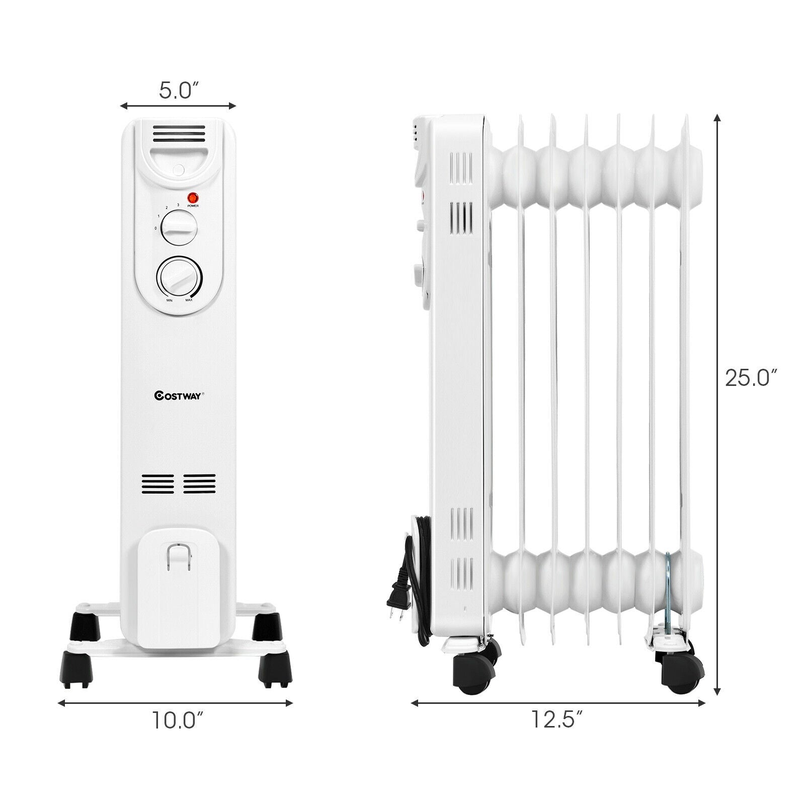 1500W Electric Space Heater with 3 Heat Settings and Safe Protection, White Space Heaters at Gallery Canada