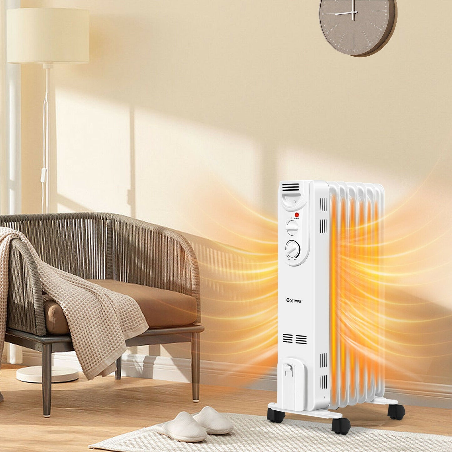 1500W Electric Space Heater with 3 Heat Settings and Safe Protection, White Space Heaters at Gallery Canada