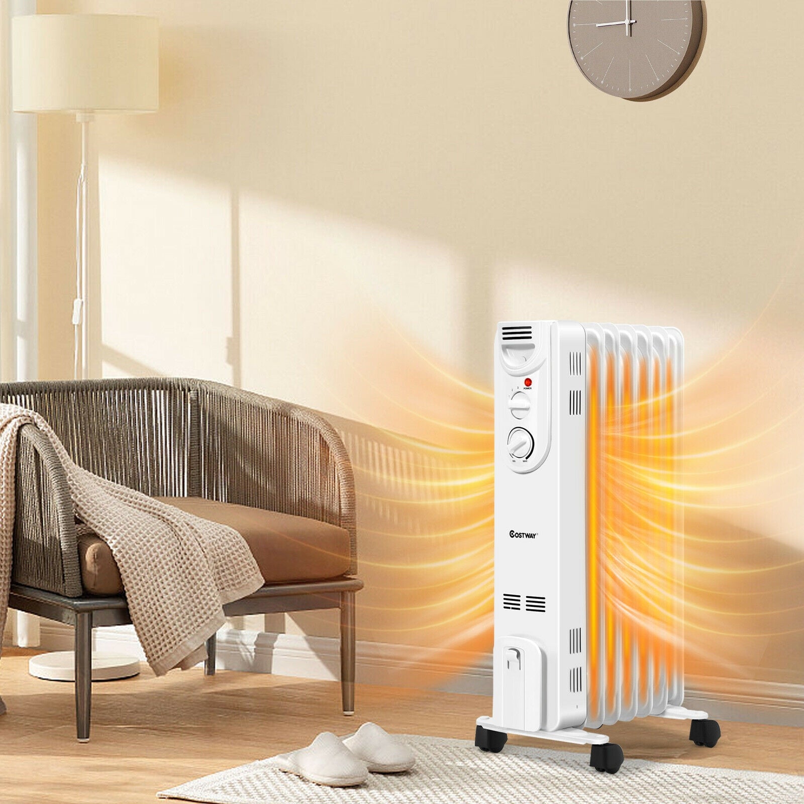 1500W Electric Space Heater with 3 Heat Settings and Safe Protection, White Space Heaters at Gallery Canada