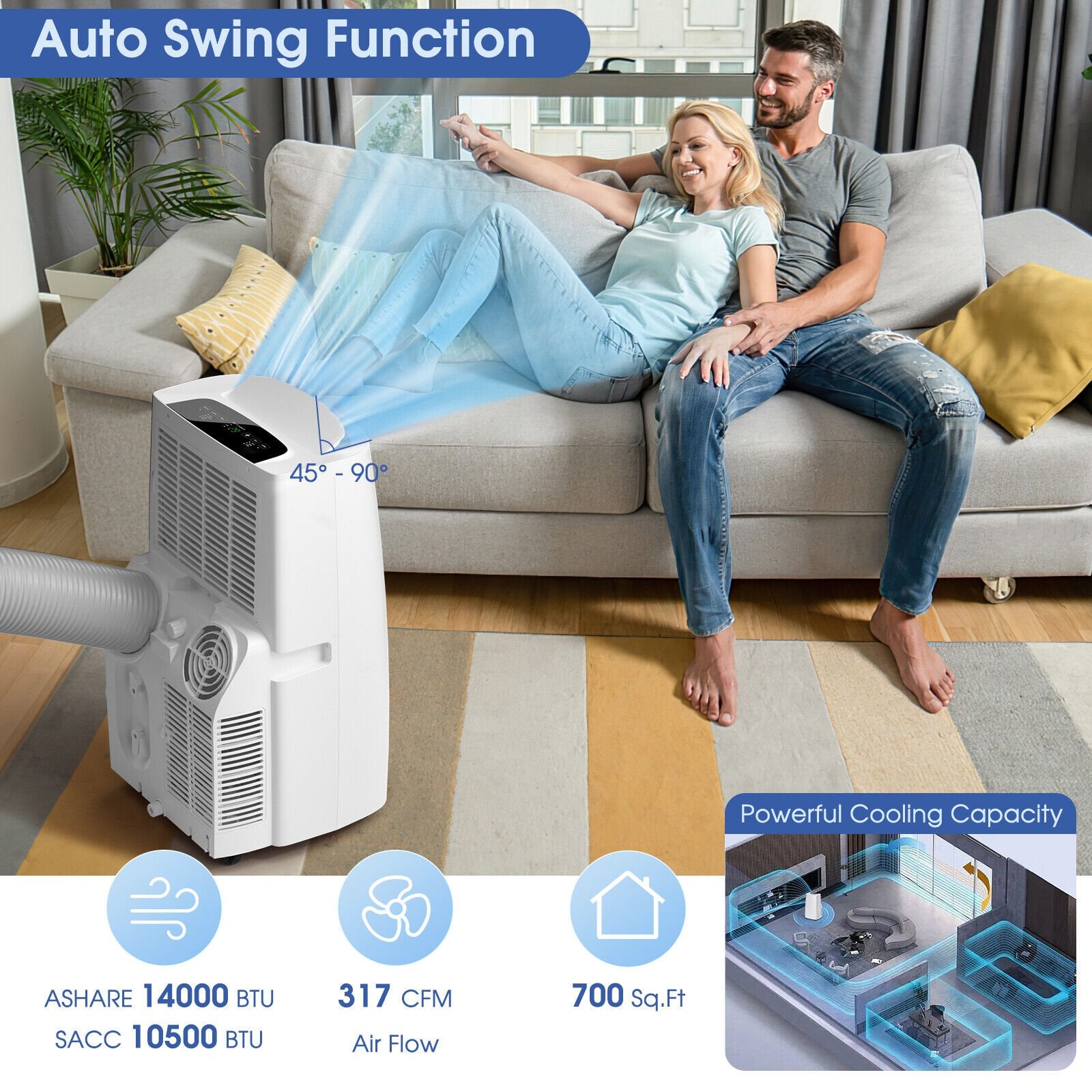 3-in-1 Portable Air Conditioner with Cooling Fan Dehumidifier Function-14000 BTU, White - Gallery Canada