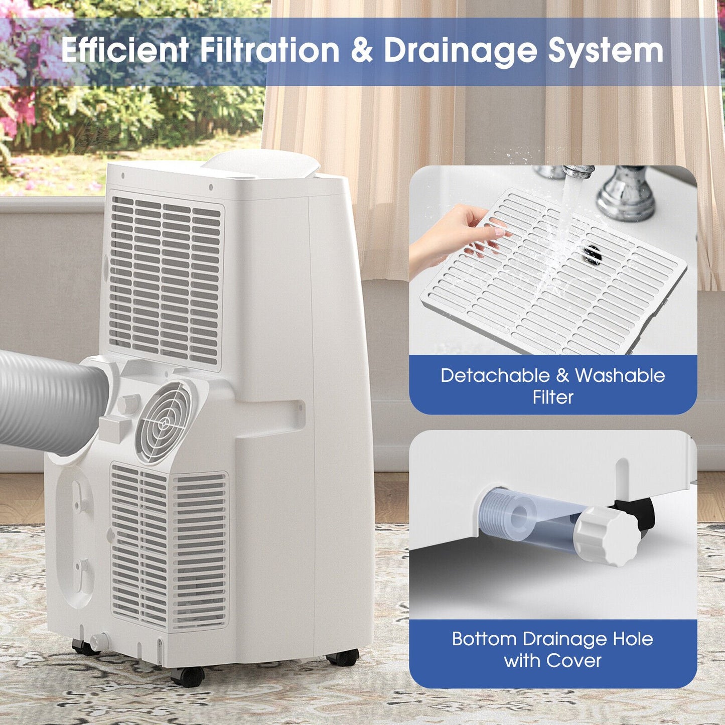 3-in-1 Portable Air Conditioner with Cooling Fan Dehumidifier Function-14000 BTU, White - Gallery Canada