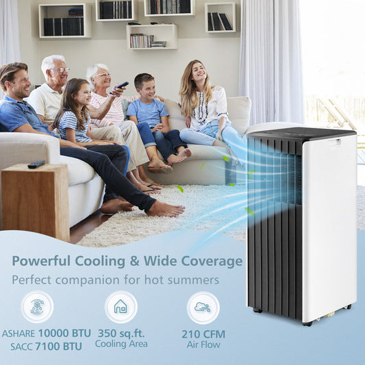 3-in-1 10000 BTU Air Conditioner with Humidifier and Smart Sleep Mode, Black - Gallery Canada