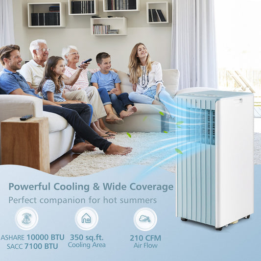 3-in-1 10000 BTU Air Conditioner with Humidifier and Smart Sleep Mode, Blue - Gallery Canada