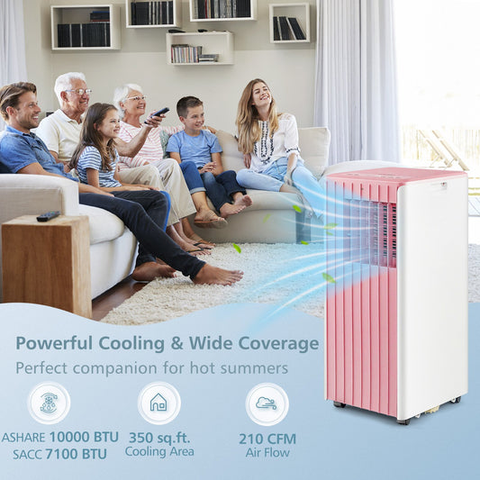 3-in-1 10000 BTU Air Conditioner with Humidifier and Smart Sleep Mode, Pink - Gallery Canada