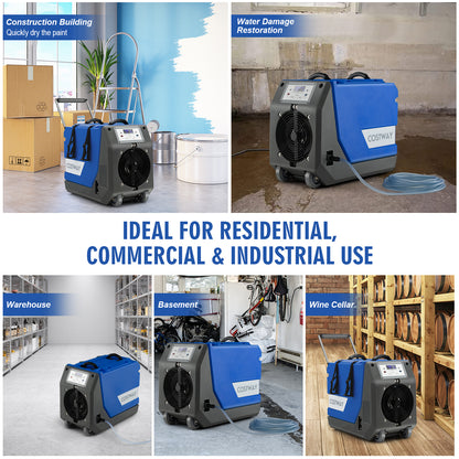 180 PPD Commercial Dehumidifier, With Pump Drain Hose And Wheels, Blue Dehumidifiers at Gallery Canada