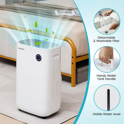 4500 Sq. Ft Dehumidifier, 5 Modes, 3-Color Light, White Dehumidifiers at Gallery Canada