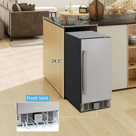 Compact Refrigerator with Adjustable Thermostat and Stainless Steel Door, Silver - Gallery Canada