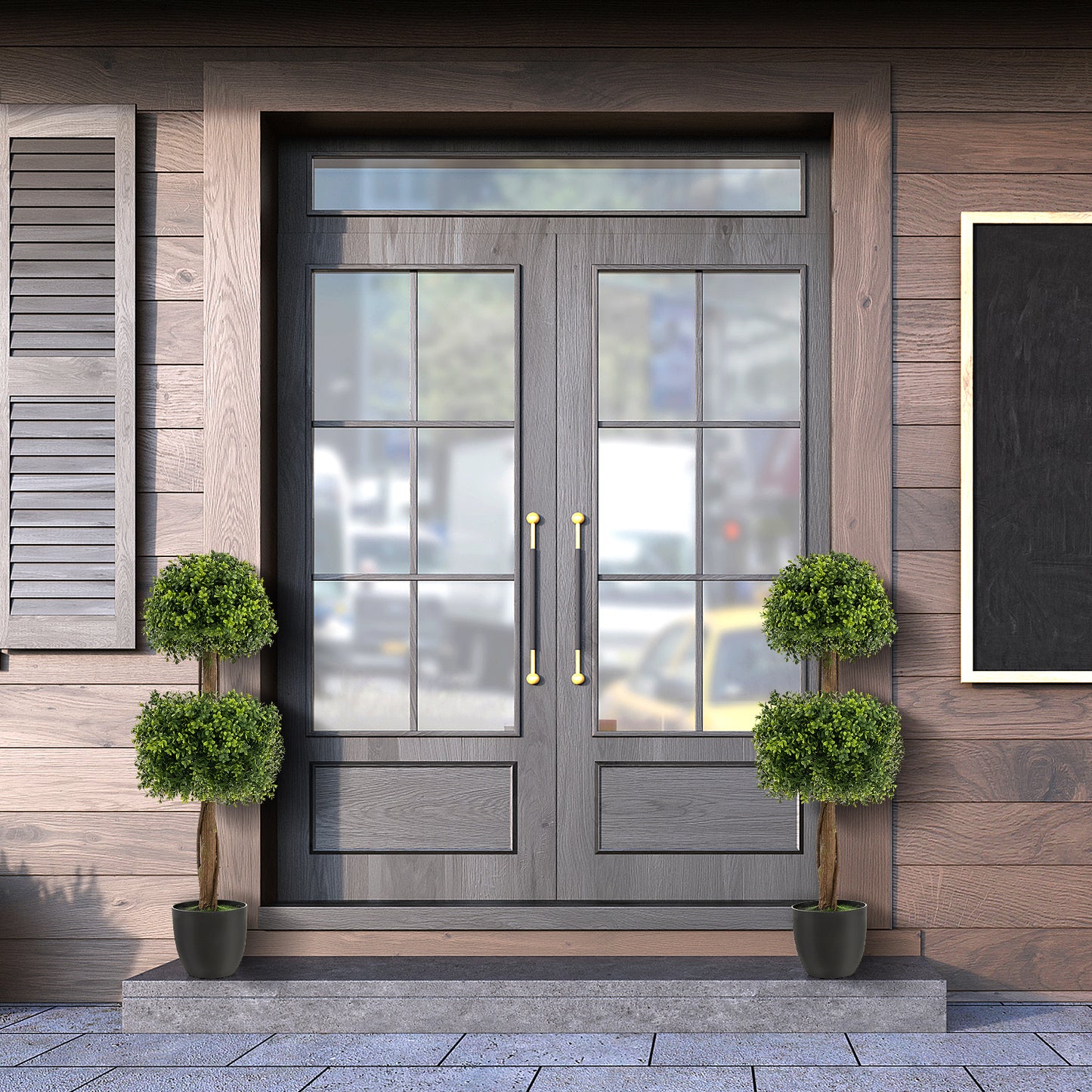 40 Inch Artificial Boxwood Topiary Ball Tree for Front Porch Patio Home, Green Faux Plants at Gallery Canada