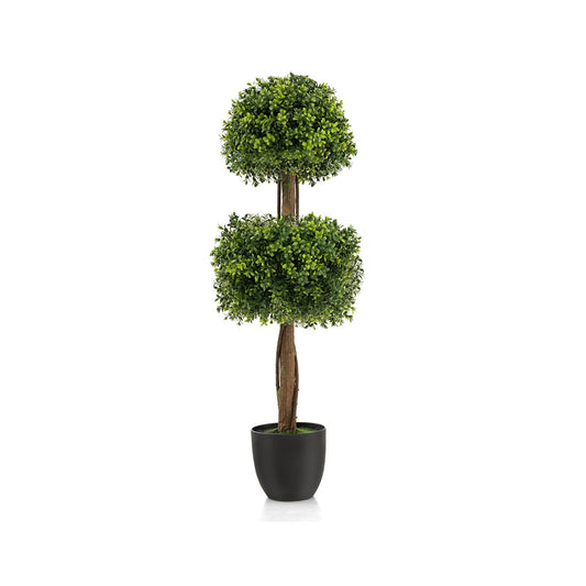 40 Inch Artificial Boxwood Topiary Ball Tree for Front Porch Patio Home, Green