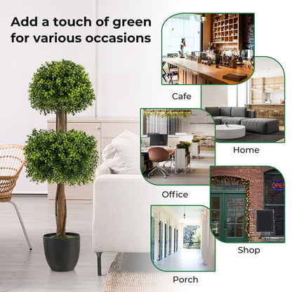 40 Inch Artificial Boxwood Topiary Ball Tree for Front Porch Patio Home, Green Faux Plants at Gallery Canada