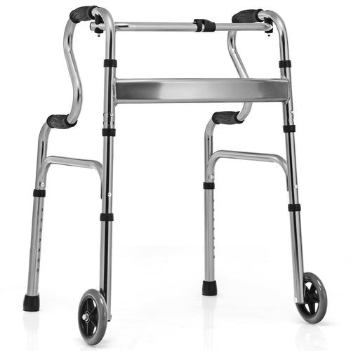 Aluminum Heavy-Duty Folding Wheeled Stand-Assist Walker, Gray