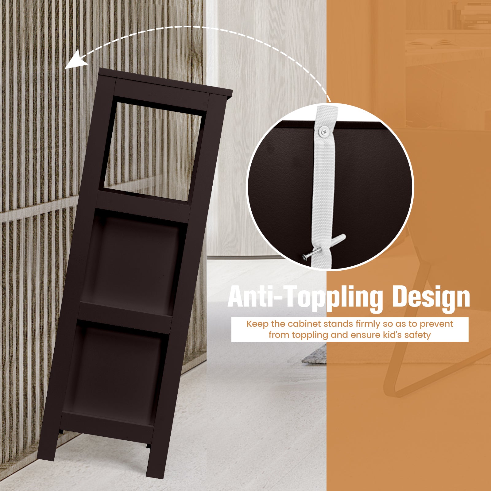 Wooden Floor Cabinet, Multifunction Storage Rack, Brown Floor Cabinets at Gallery Canada