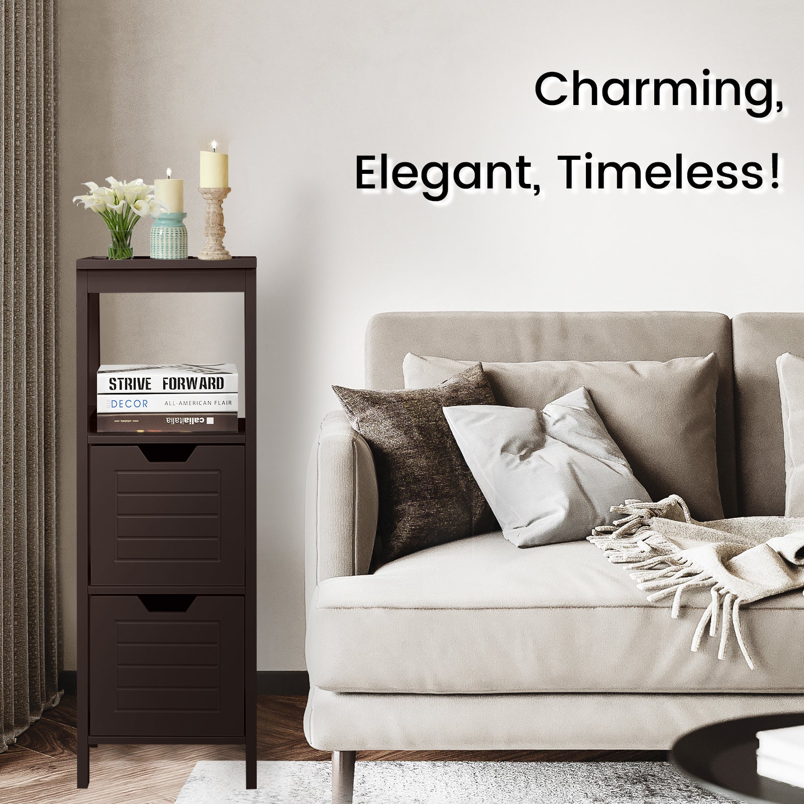 Wooden Floor Cabinet, Multifunction Storage Rack, Brown Floor Cabinets at Gallery Canada
