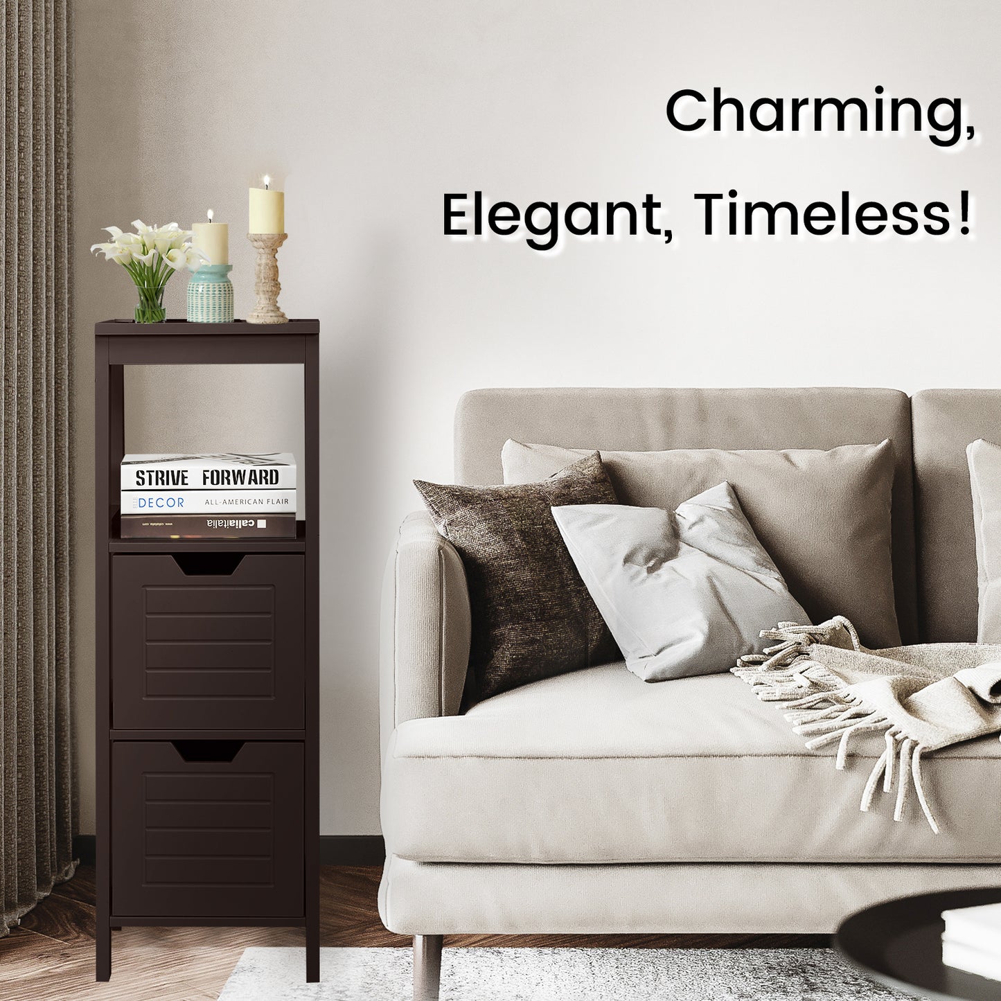 Wooden Floor Cabinet, Multifunction Storage Rack, Brown Floor Cabinets at Gallery Canada