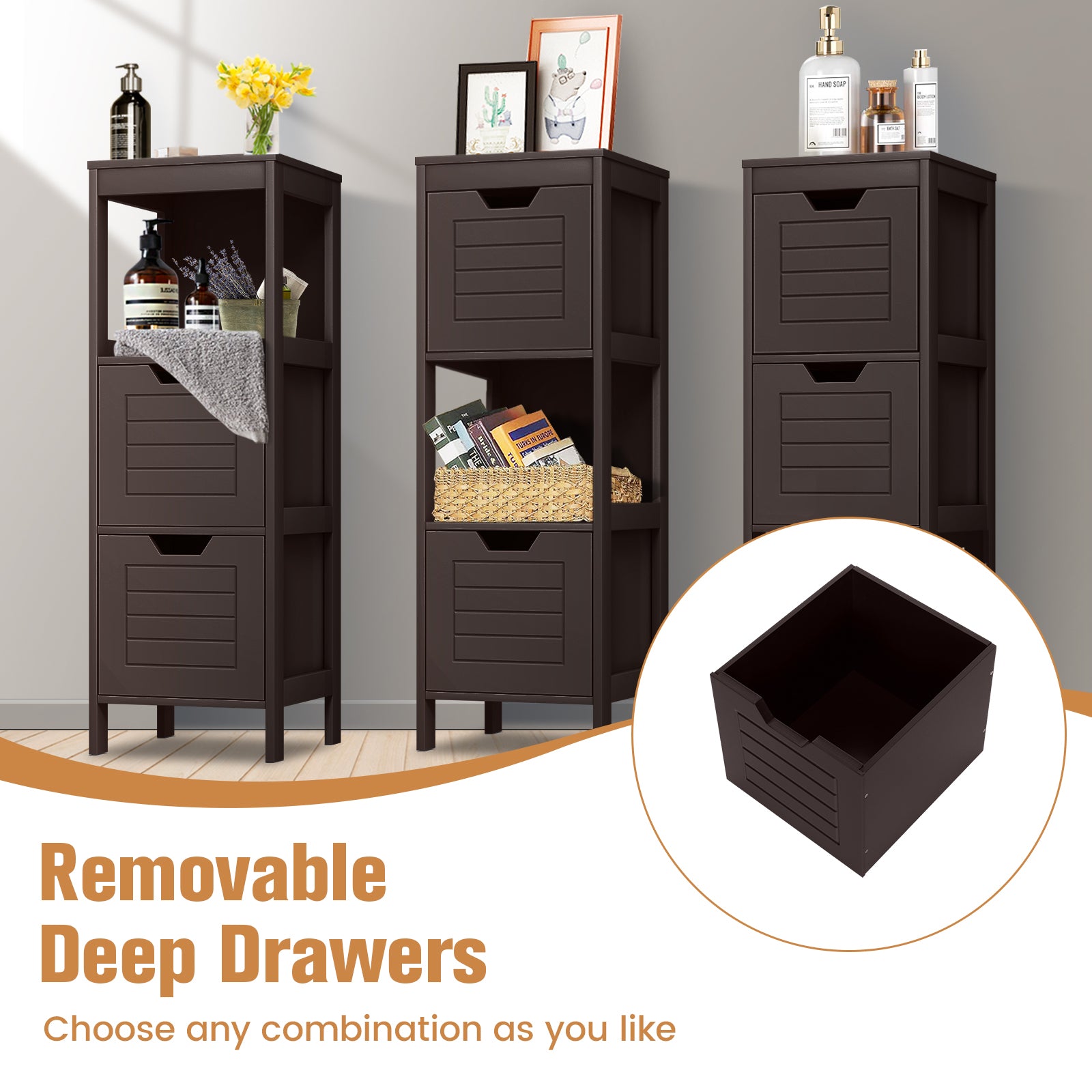 Wooden Floor Cabinet, Multifunction Storage Rack, Brown Floor Cabinets at Gallery Canada
