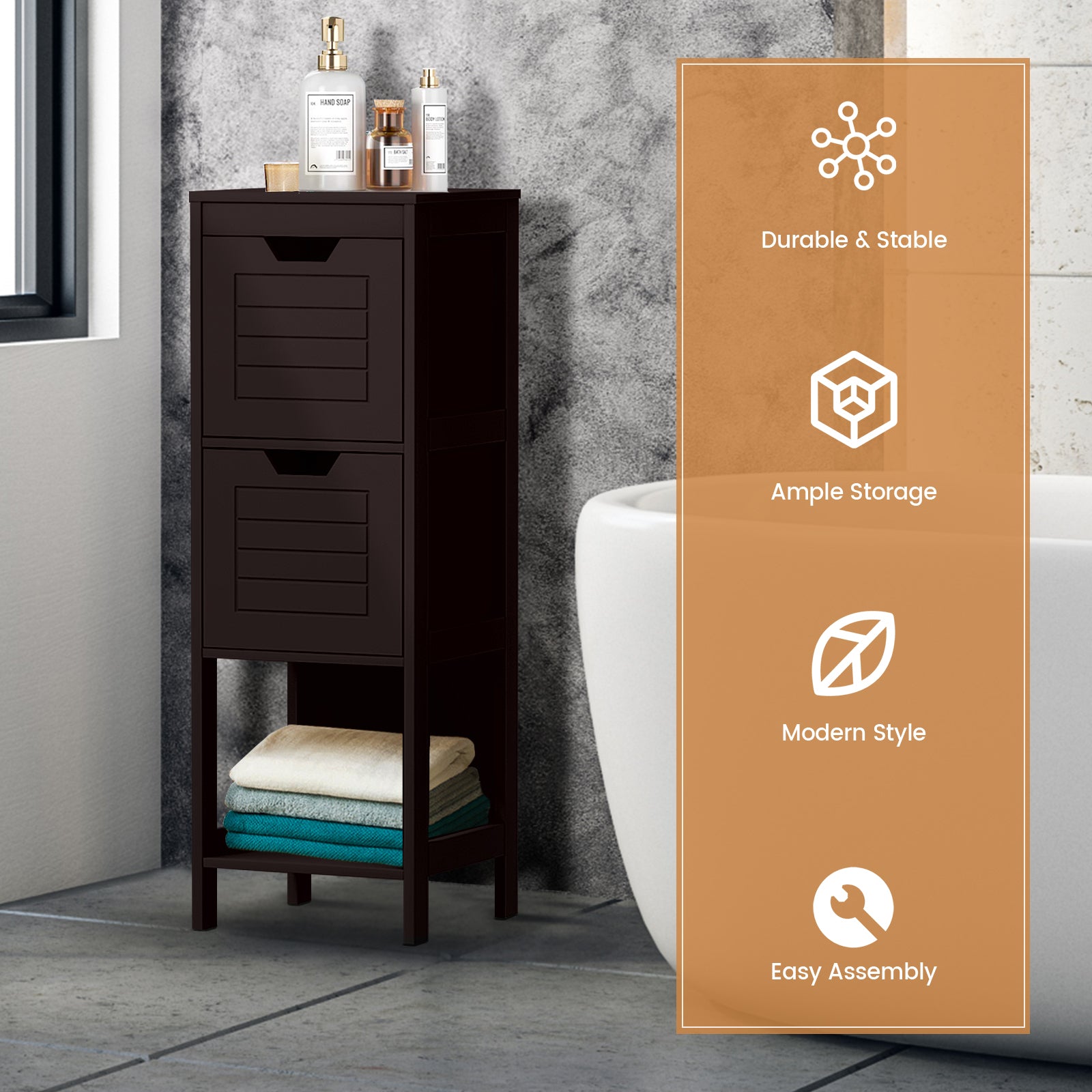 Wooden Floor Cabinet, Multifunction Storage Rack, Brown Floor Cabinets at Gallery Canada