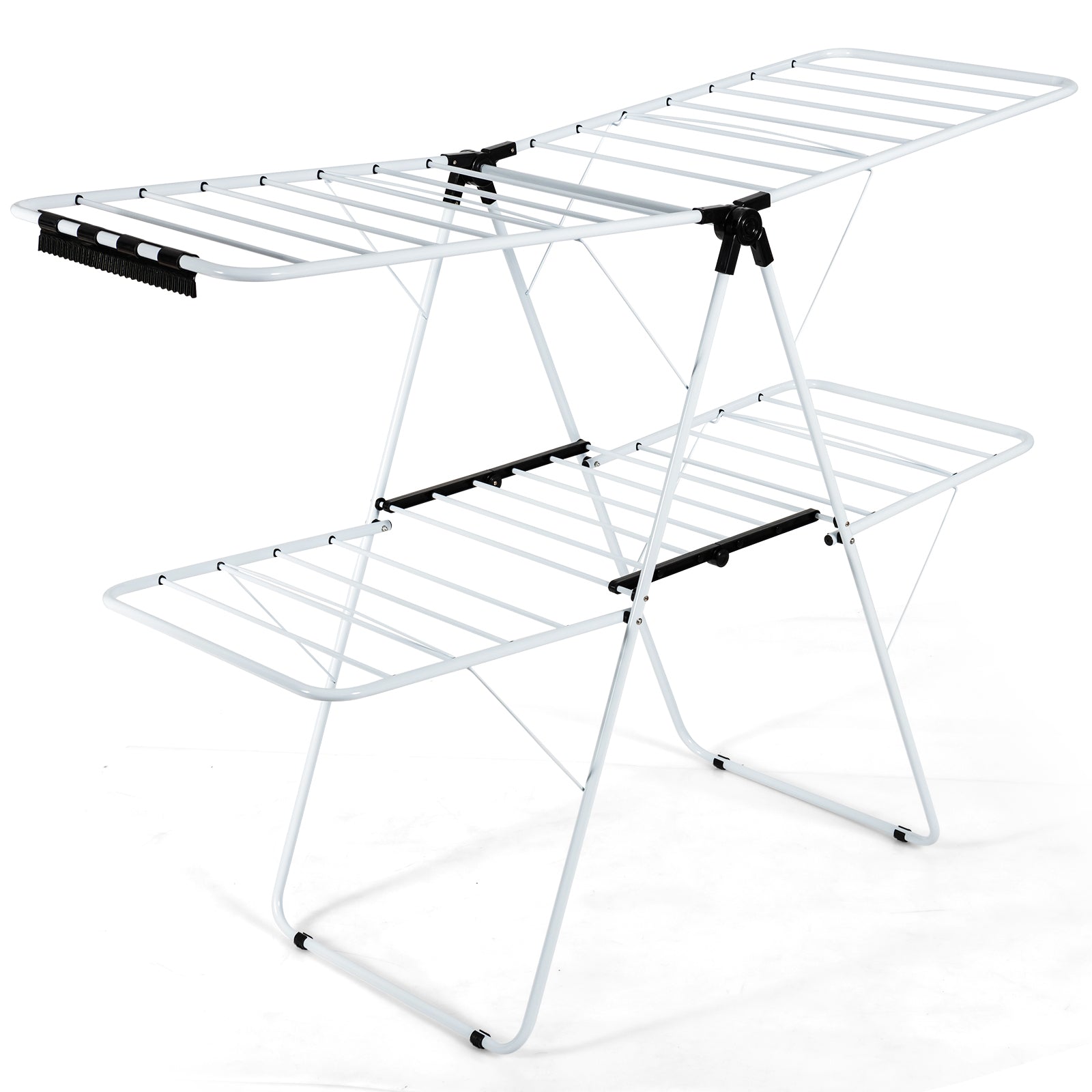 2-Tier Foldable Clothes Drying Rack, Adjustable Gullwing, White Drying Racks White at Gallery Canada