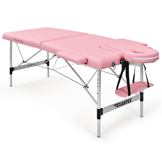 84 Inch L Portable Adjustable Massage Bed with Carry Case for Facial Salon Spa, Pink